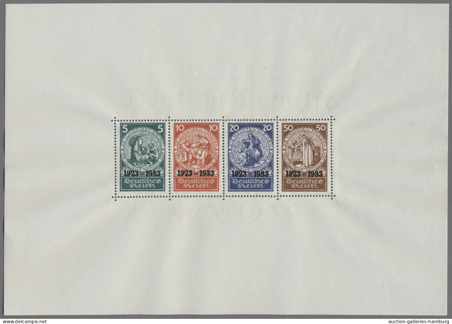 Deutsches Reich - 3. Reich: 1933, 10 Jahre Deutsche Nothilfe, Block Im Originalf - Unused Stamps