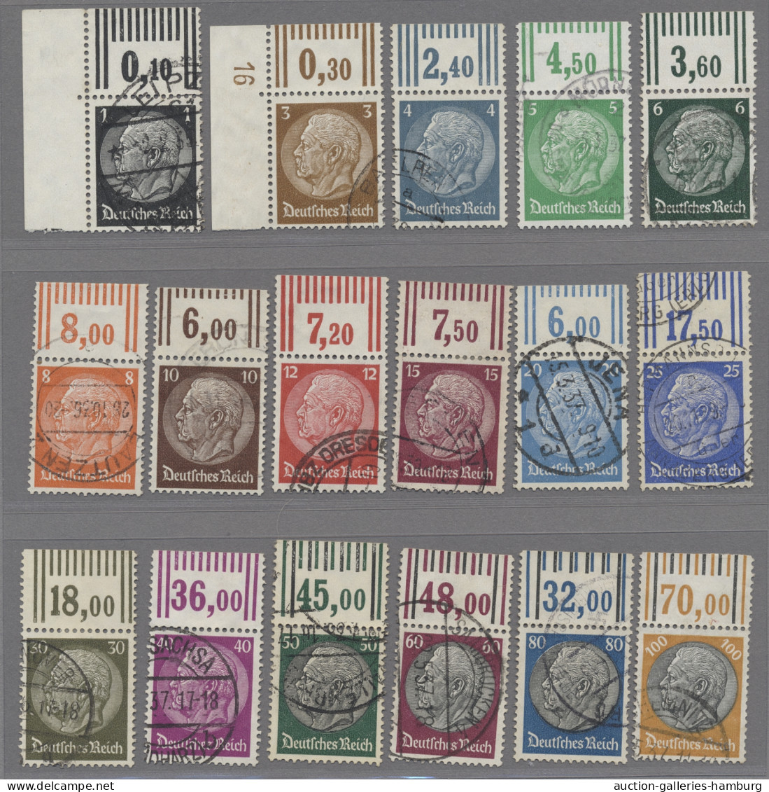 Deutsches Reich - 3. Reich: 1933, Hindenburgserie Mit WZ 4, Kompletter Satz Als - Used Stamps