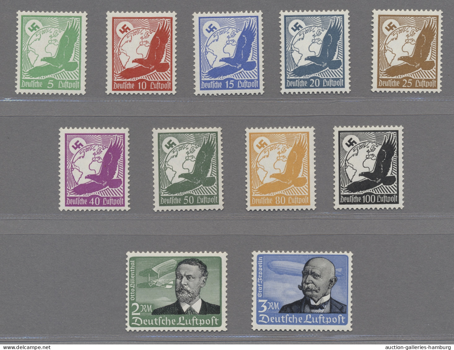 Deutsches Reich - 3. Reich: 1934, Flugpostmarken 11 Werte Komplett In, Bis Auf 8 - Unused Stamps