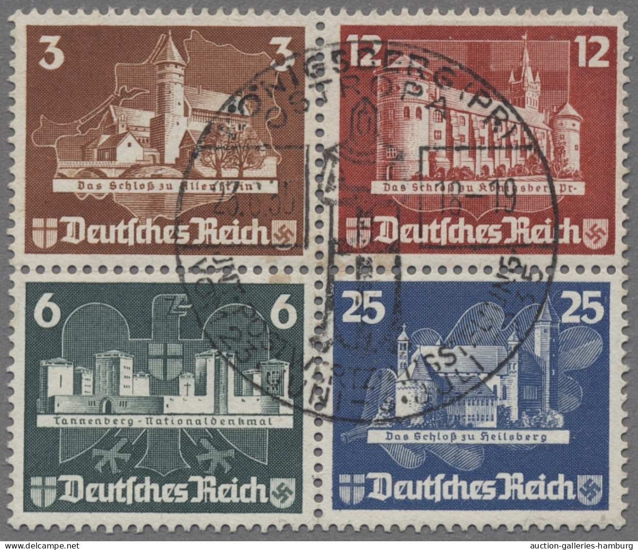 Deutsches Reich - 3. Reich: 1935, OSTROPA - Drei Kombinationen Der Blockmarken, - Gebraucht