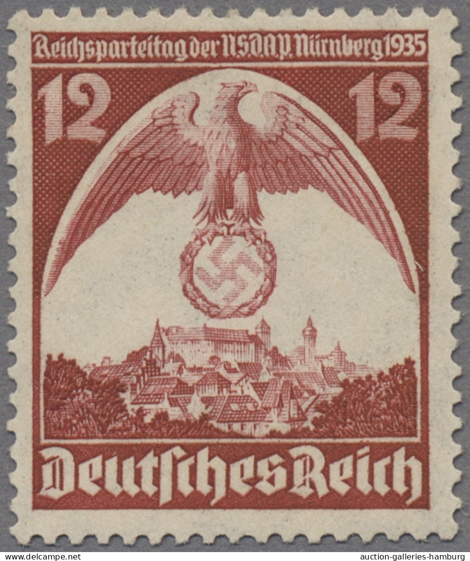 Deutsches Reich - 3. Reich: 1935, Reichsparteitag 12 Pfg. Mit Seitenverkehrtem W - Unused Stamps