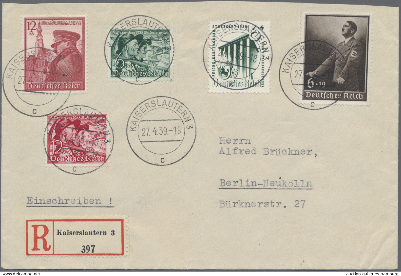 Deutsches Reich - 3. Reich: 1939, 6+19 Pfg. Tag Der Arbeit Mit Beifrankatur Port - Autres & Non Classés
