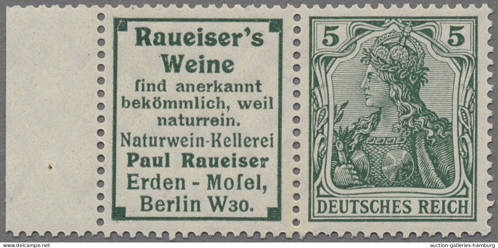 Deutsches Reich - Zusammendrucke: 1911, Senkrechter Zusammendruck Aus H-Blatt 5, - Se-Tenant