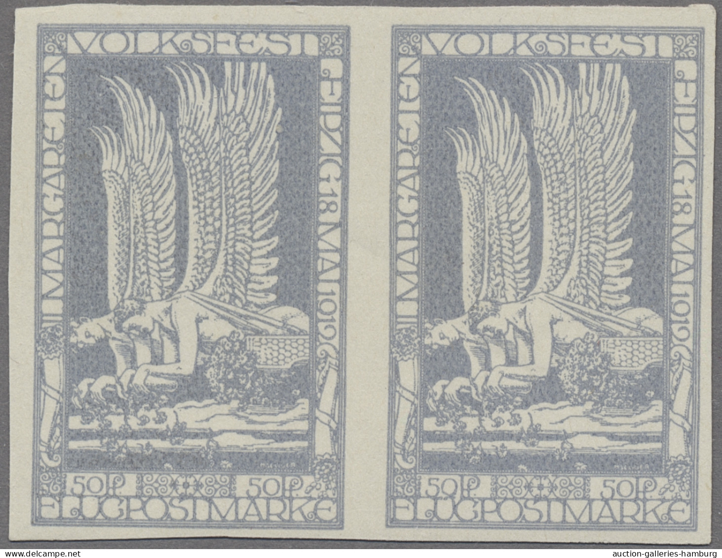 Deutsches Reich - Halbamtliche Flugmarken: 1912, Margareten-Volksfest, 50 Pf. He - Poste Aérienne & Zeppelin