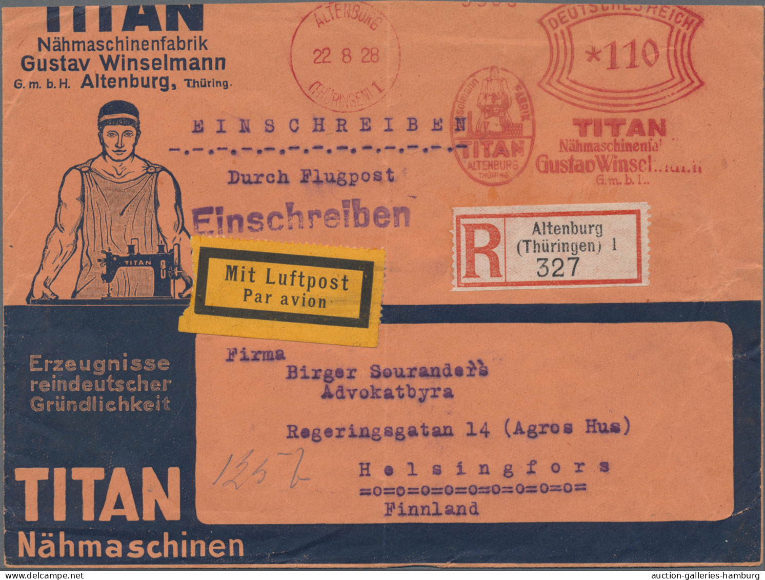 Deutsches Reich - Stempel: 1928, 110 Pfg.-Freistempler Auf Vordruck-Firmenumschl - Machines à Affranchir (EMA)