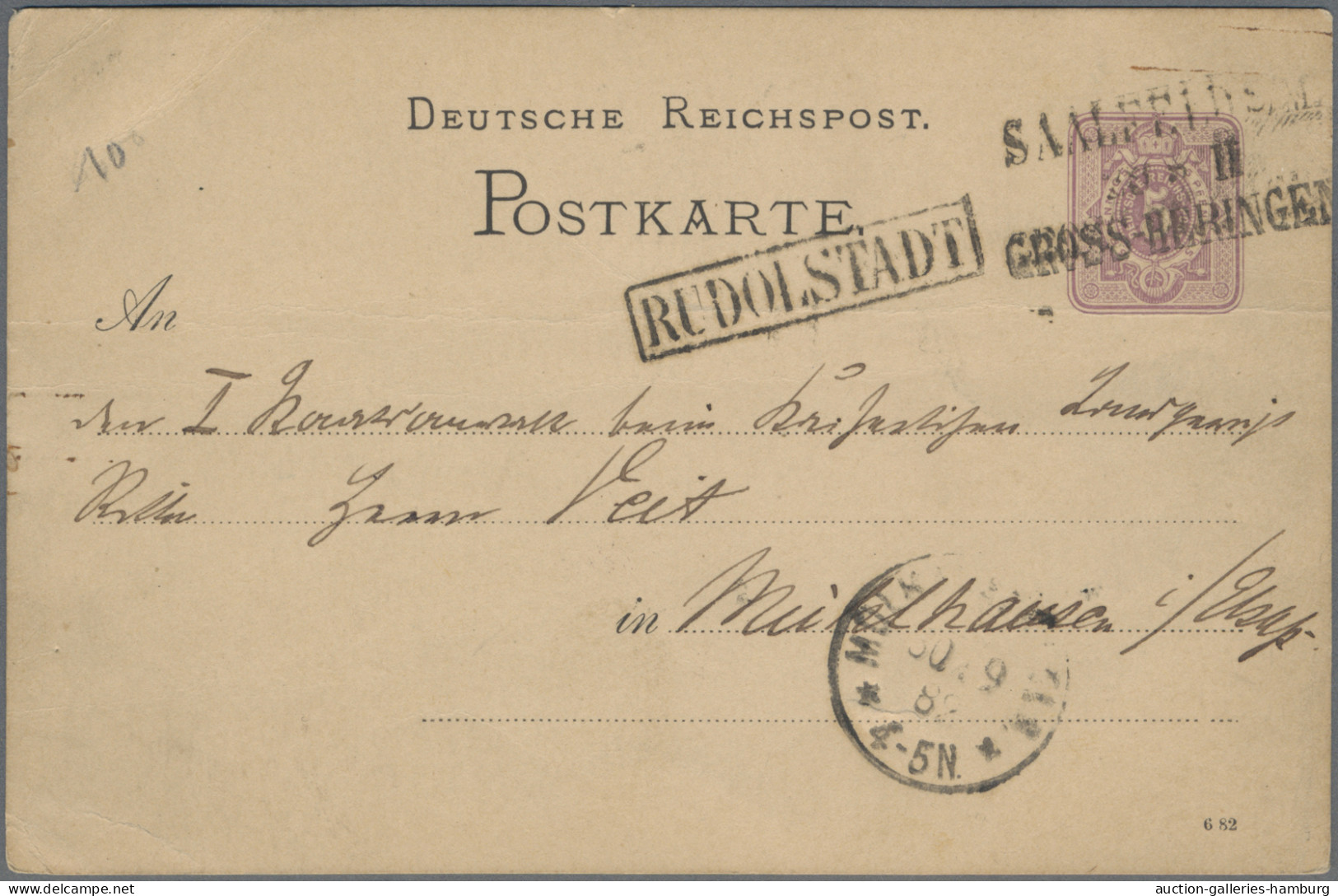 Deutsches Reich - Bahnpost: 1872/1919, Partie von sieben Karten mit Bahnpost-Ent