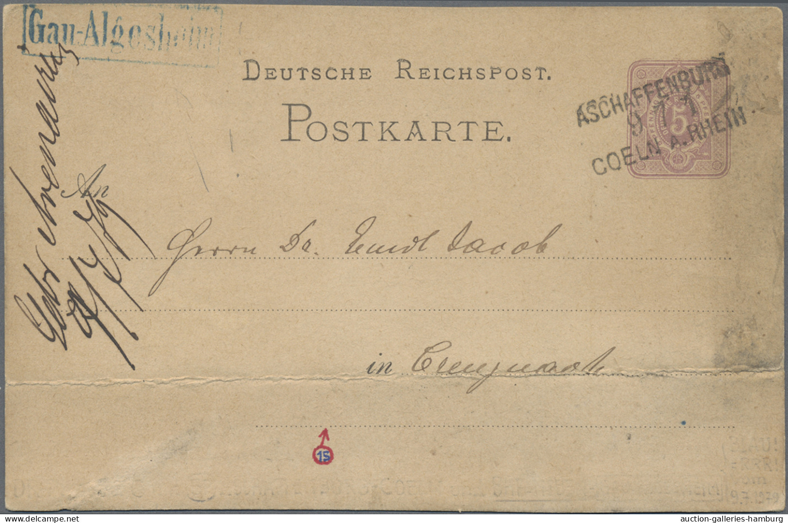 Deutsches Reich - Bahnpost: 1872/1919, Partie von sieben Karten mit Bahnpost-Ent