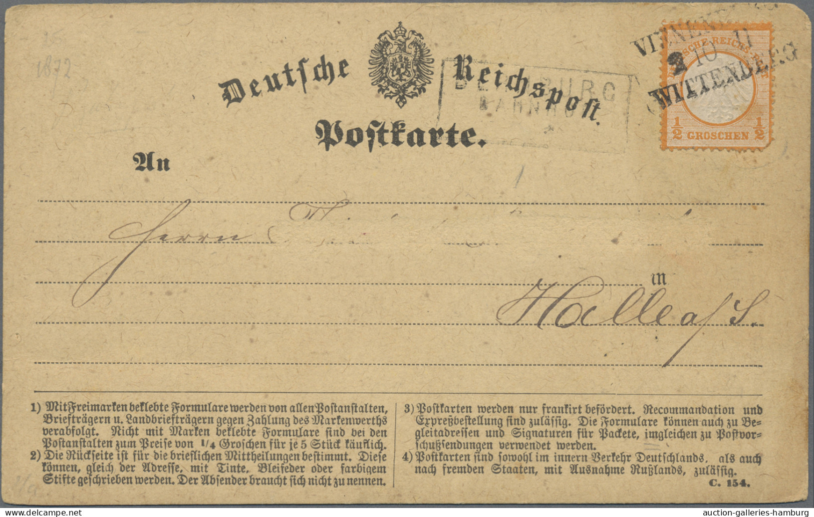 Deutsches Reich - Bahnpost: 1872/1919, Partie von sieben Karten mit Bahnpost-Ent