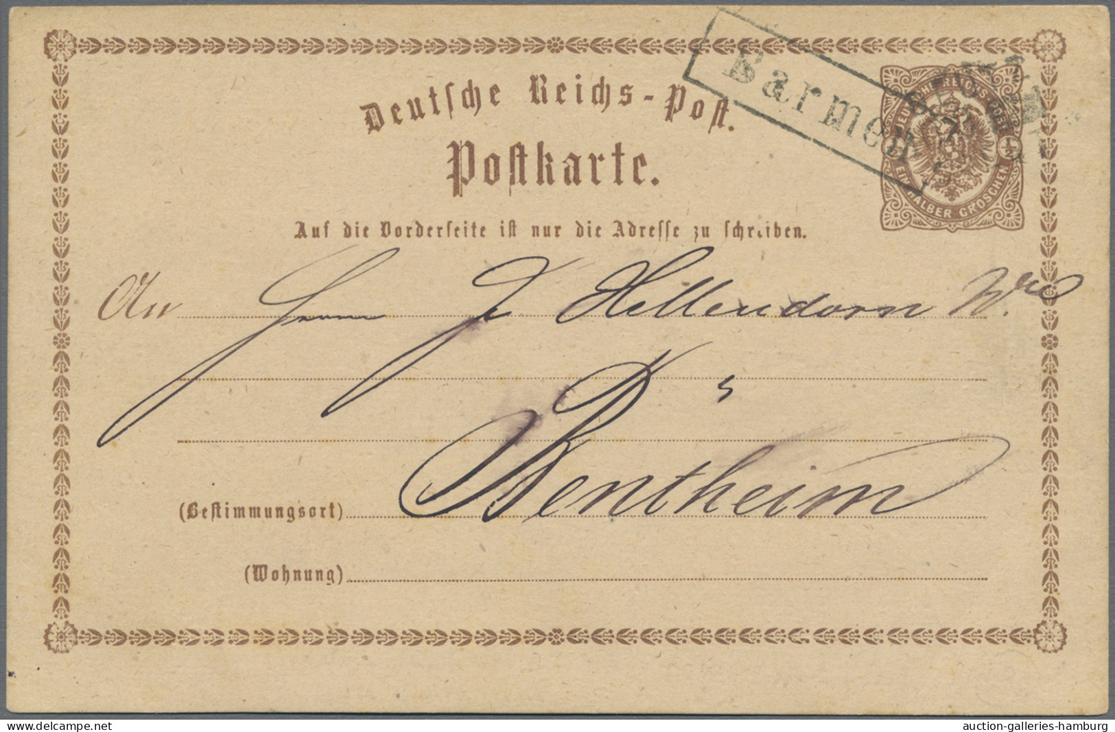 Deutsches Reich - Bahnpost: DEUTZ - SOEST, L 3 Schwarz Auf Postkarte ½ Gr. Nach - Other & Unclassified