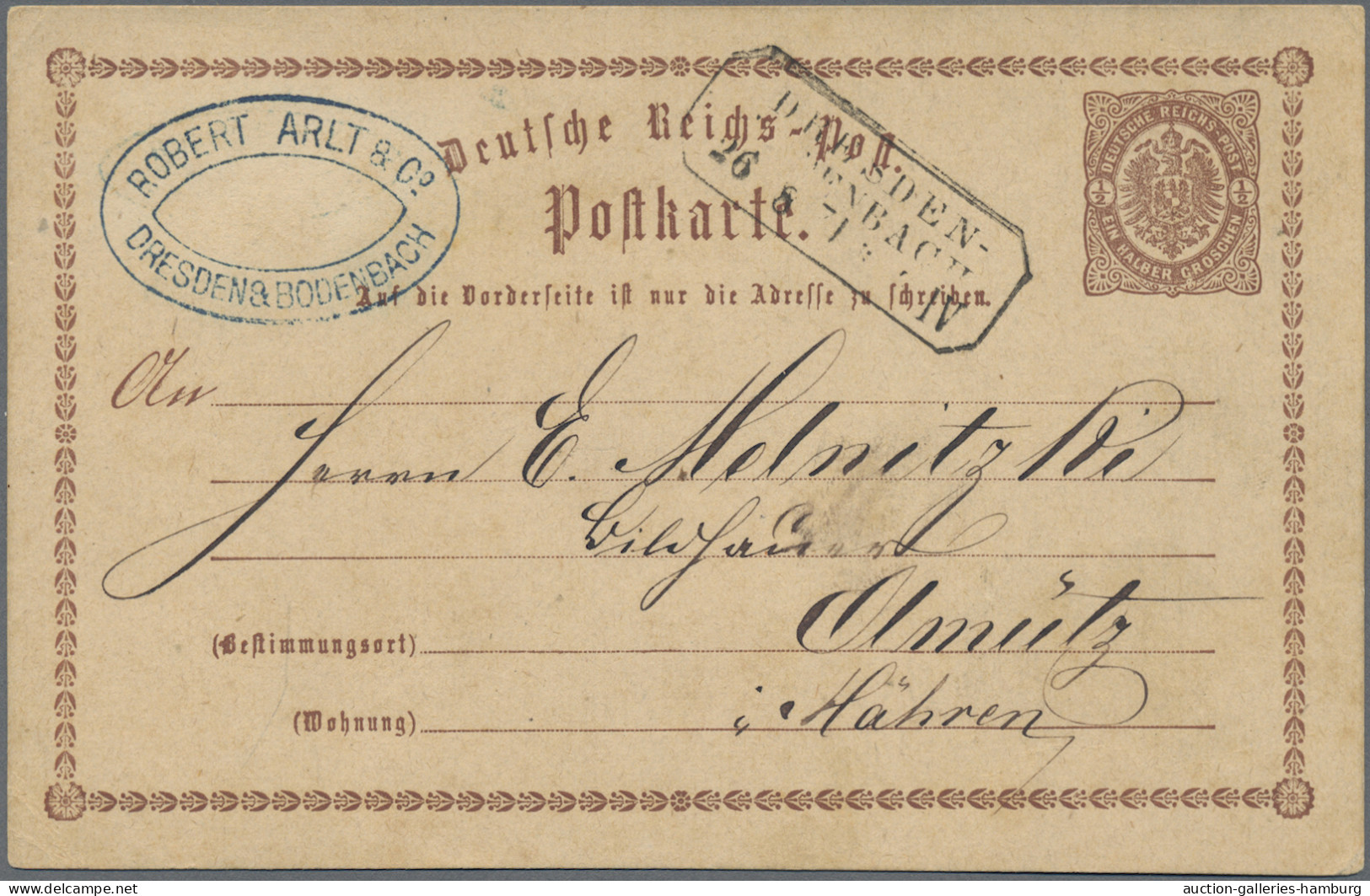 Deutsches Reich - Bahnpost: DRESDEN - BODENBACH, 1874, Ra 3 Schwarz Auf Postkart - Other & Unclassified