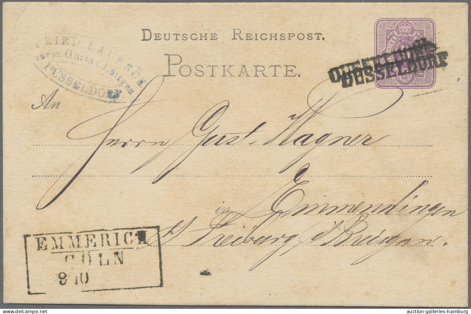 Deutsches Reich - Bahnpost: EMMERICH - CÖLN, 1875, Ra 3 Schwarz Nebengesetzt Auf - Other & Unclassified