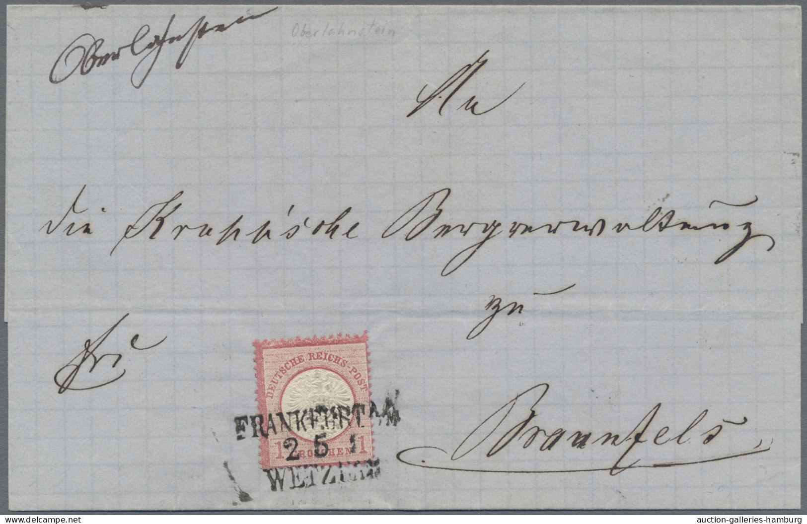 Deutsches Reich - Bahnpost: "FRANKFURT A. M. - WETZLAR", 1873, L 3 Schwarz Auf G - Other & Unclassified