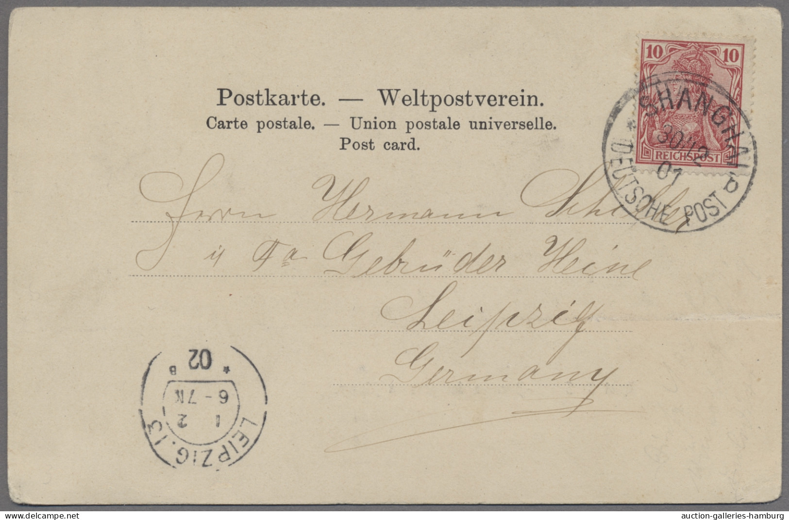 Deutsche Post In China - Mitläufer: 1901, Germania, 10 Pfg. Reichspost OHNE Aufd - Chine (bureaux)