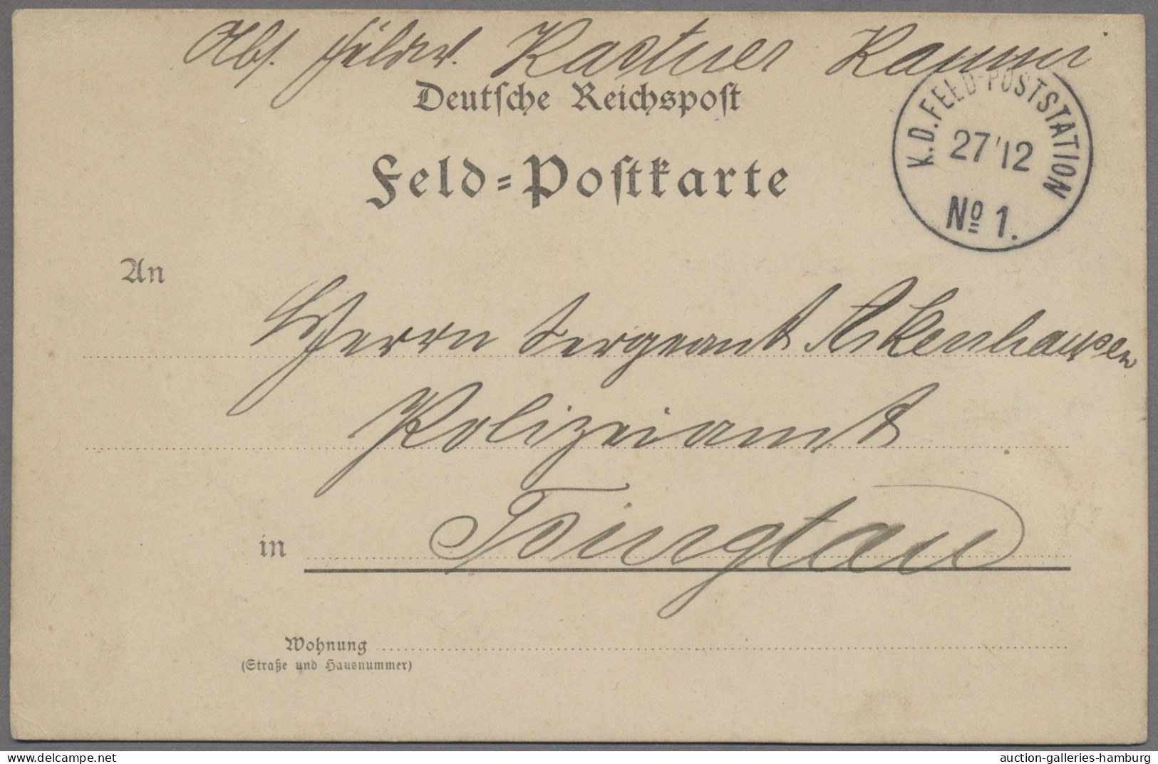 Deutsche Post In China - Stempel: 1900, FELDPOST BOXERAUFSTAND, Feldpostkarte Mi - China (oficinas)