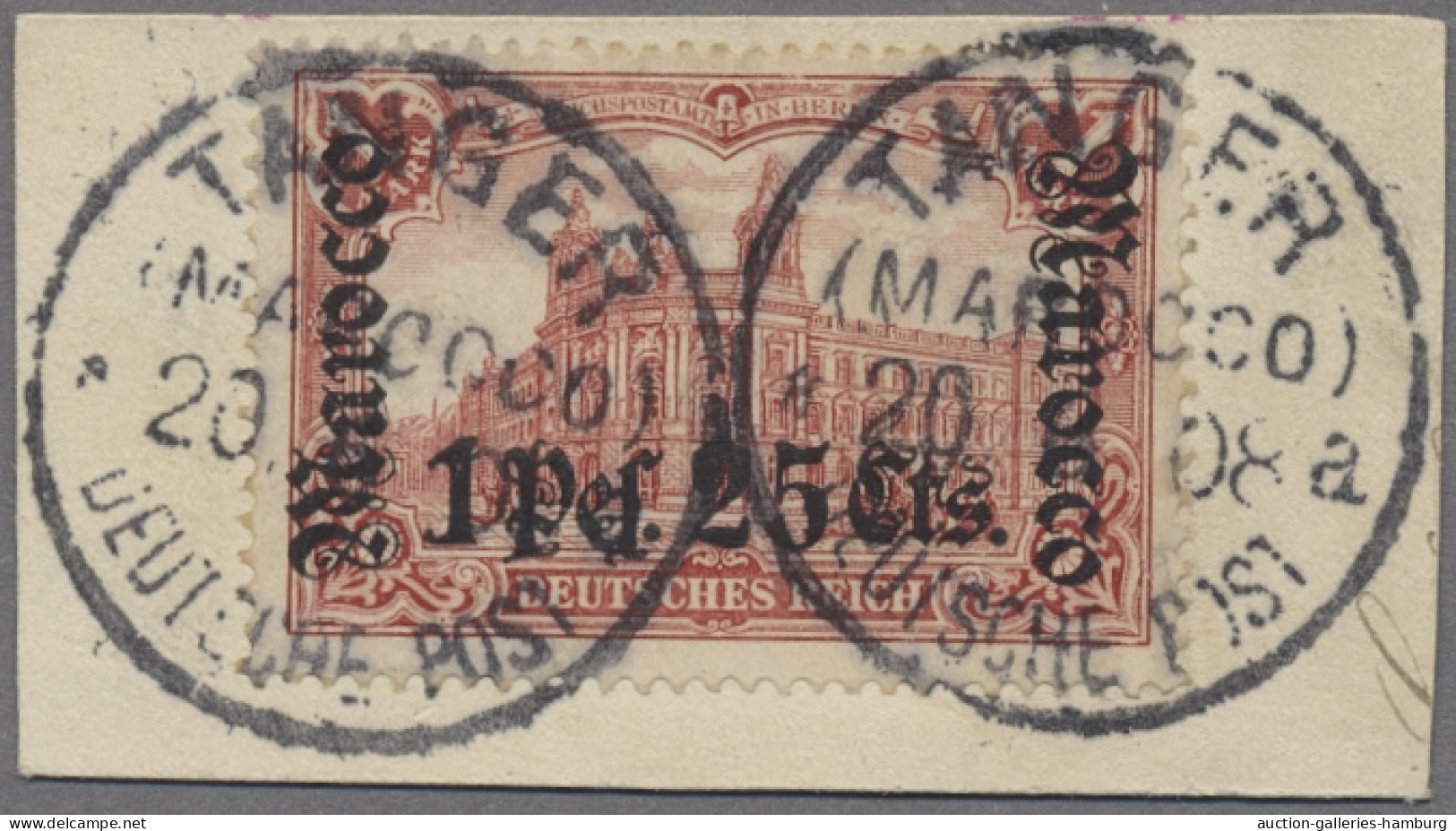 Deutsche Post In Marokko: 1908, Deutsches Reich Mit Wz., 1 M. Reichspostamt Mit - Marruecos (oficinas)