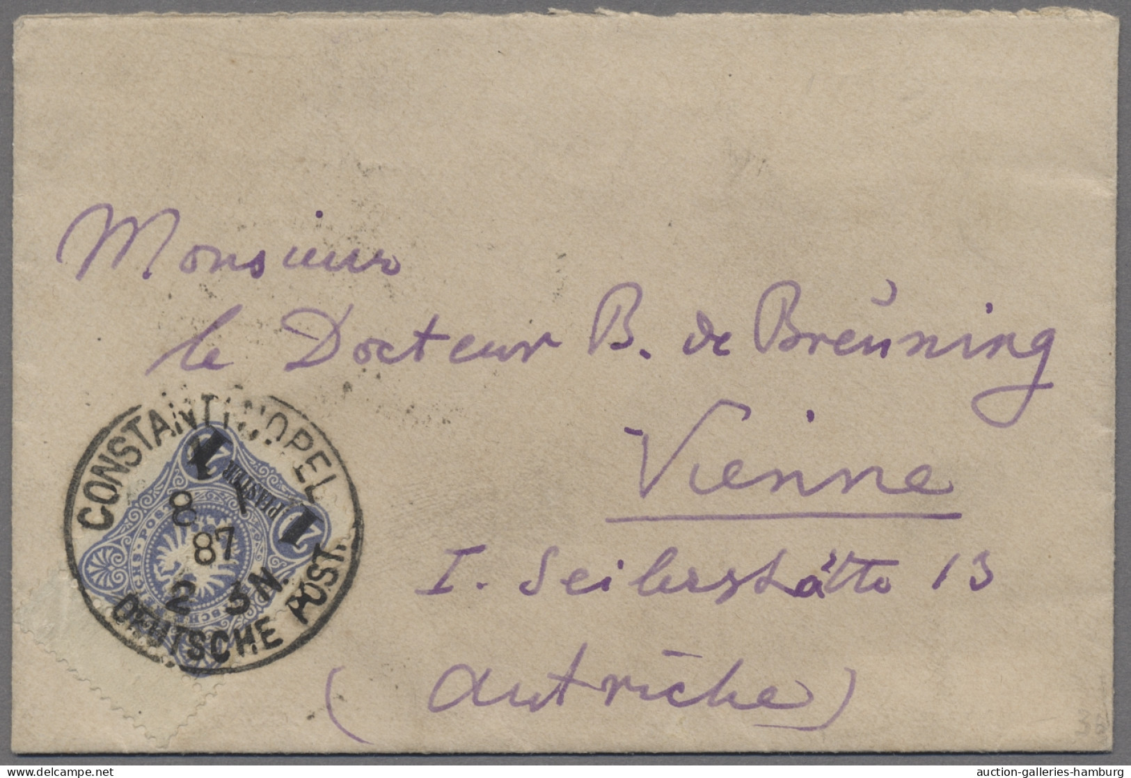 Deutsche Post In Der Türkei: 1887, 20 Pfennig Dunkelultramarin Mit Aufdruck "1 P - Turquie (bureaux)