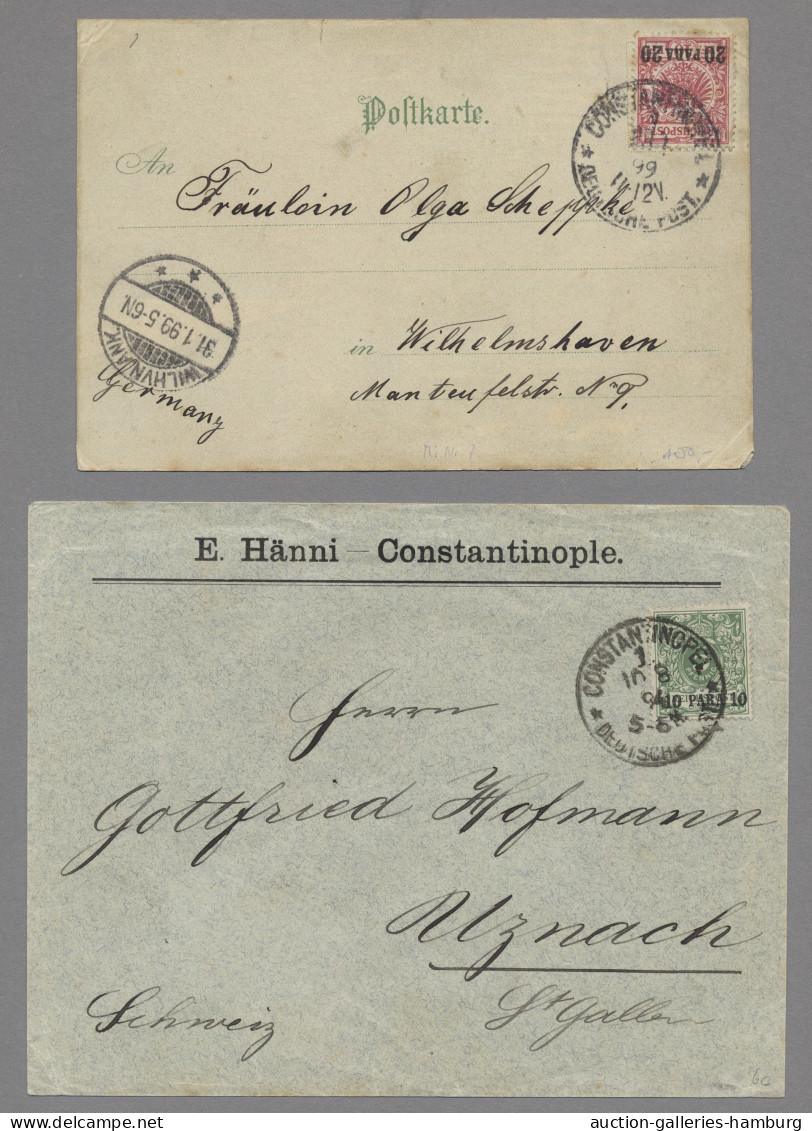 Deutsche Post In Der Türkei: 1894-1899, Krone / Adler Mit Überdruck, Drei Bedarf - Turquie (bureaux)