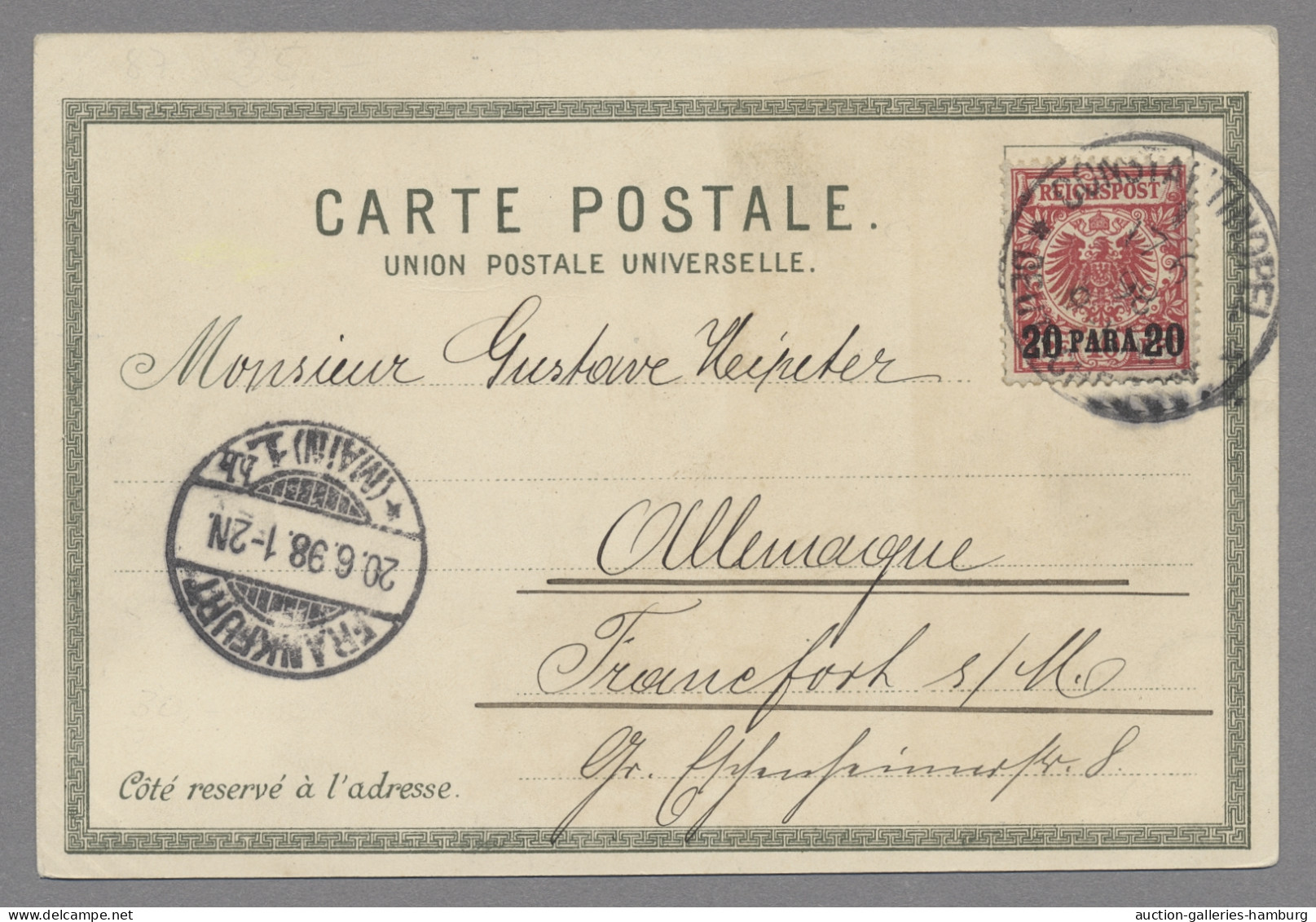 Deutsche Post In Der Türkei: 1898-1899, Krone / Adler, 20 Para Auf 10 Pfg., Jewe - Turquia (oficinas)