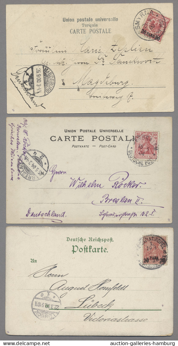 Deutsche Post In Der Türkei: 1900-1904, Interessantes Lot Aus Sechs Ansichtskart - Turkey (offices)