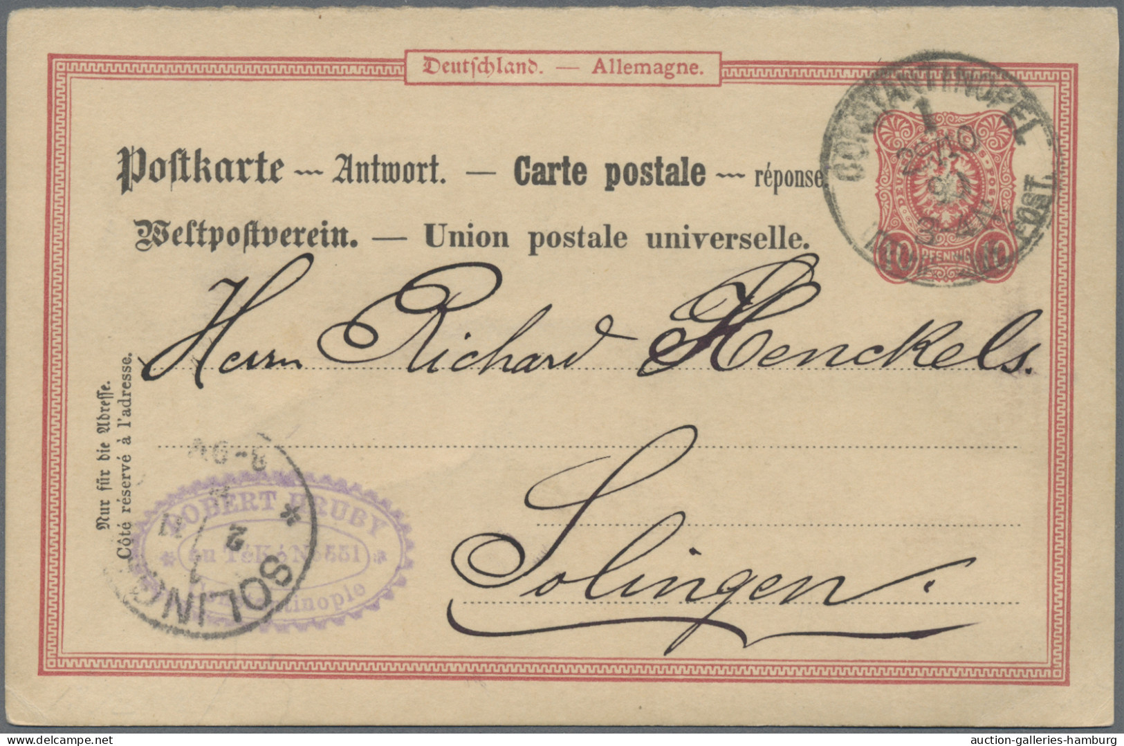 Deutsche Post In Der Türkei - Ganzsachen: 1890, Vorläufer-Antwortkarte 10 Pfg. B - Turkey (offices)