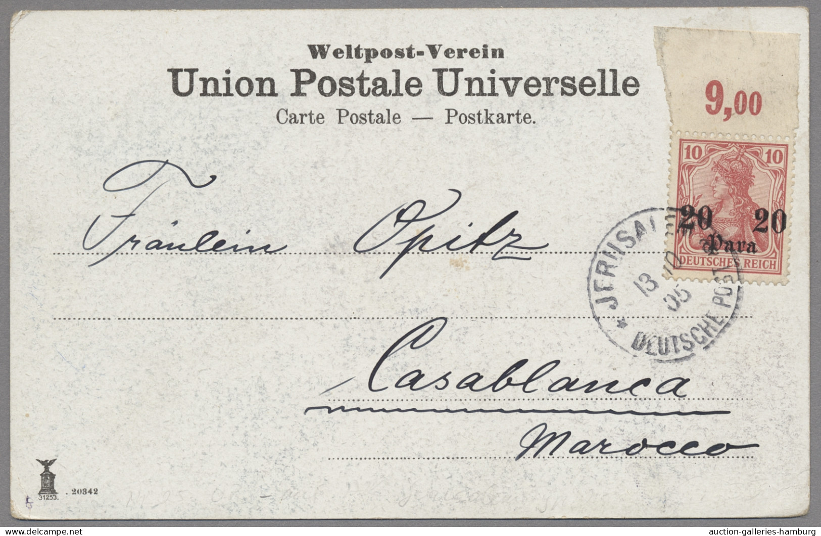 Deutsche Post In Der Türkei - Stempel: 1905-1907, JERUSALEM, Stempel Typ 2 Und 3 - Turquia (oficinas)