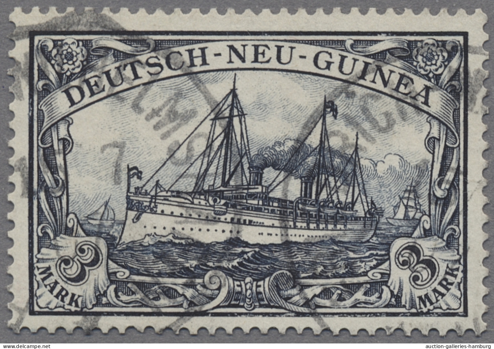 Deutsch-Neuguinea: 1901-1912, Kaiseryacht Ohne Wz., Kleine Partie Aus Acht Marke - Nueva Guinea Alemana
