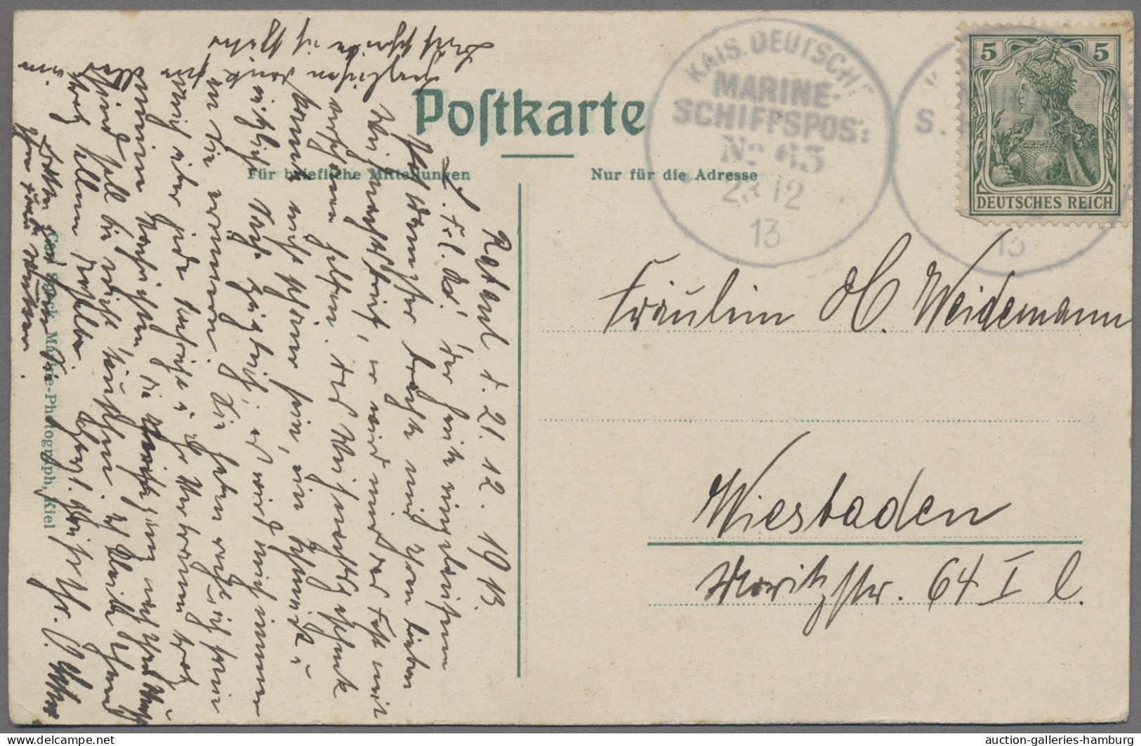 Deutsch-Neuguinea - Stempel: 1913, MARINE-SCHIFFSPOST, Vermessungsschiff SMS Pla - Nouvelle-Guinée