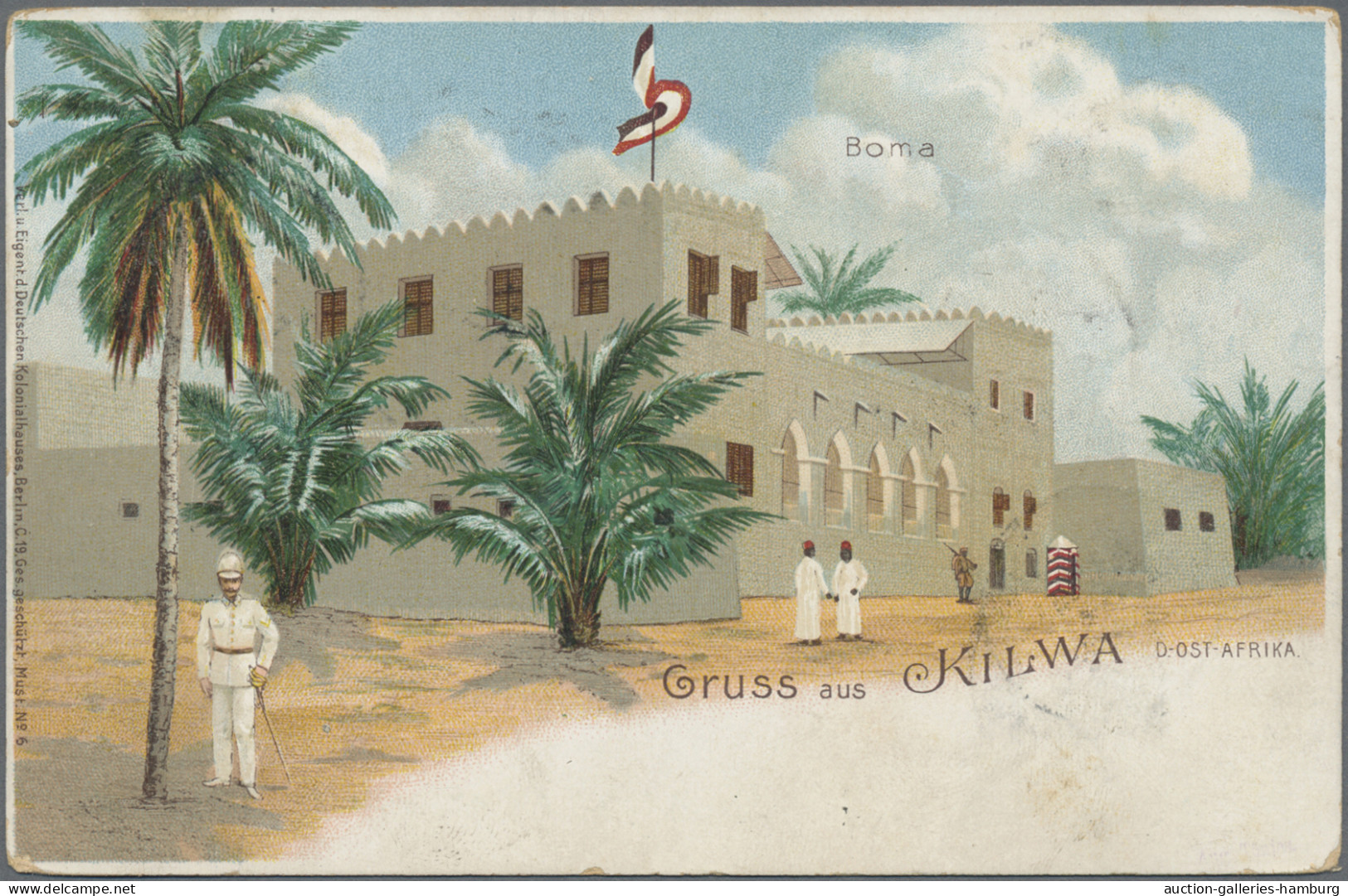 Deutsch-Ostafrika - Ganzsachen: 1898, 3 P. Auf 5 Pfg. Privatganzsachenkarte "Gru - Afrique Orientale