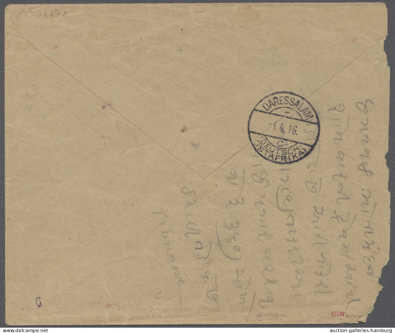 Deutsch-Ostafrika - Besonderheiten: 1916, 31.3. (große "16"), Barfrankatur-Brief - German East Africa