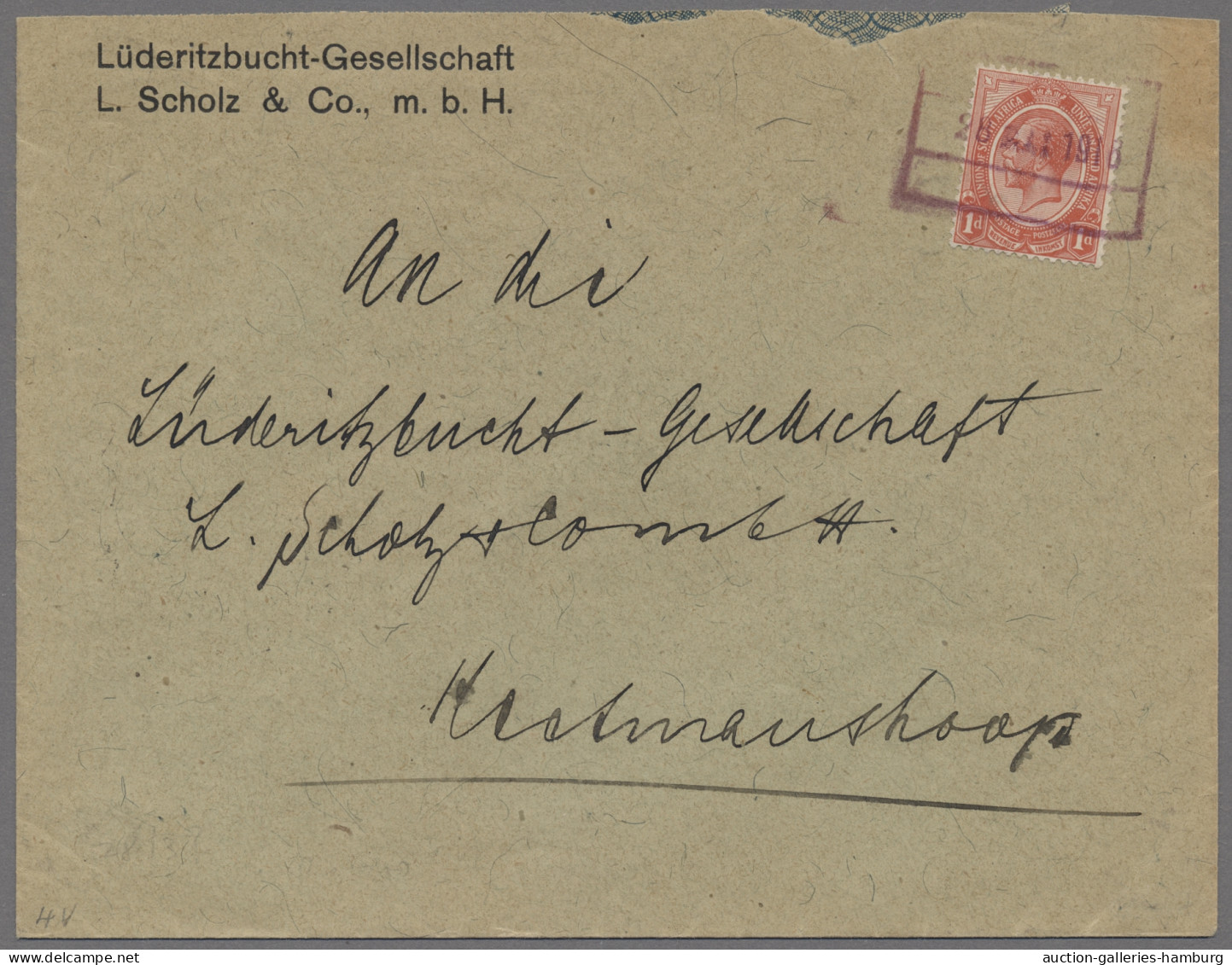 Deutsch-Südwestafrika - Stempel: 1916, AUS RAIL, Brief Der Lüderitzbucht-Gesells - Sud-Ouest Africain Allemand