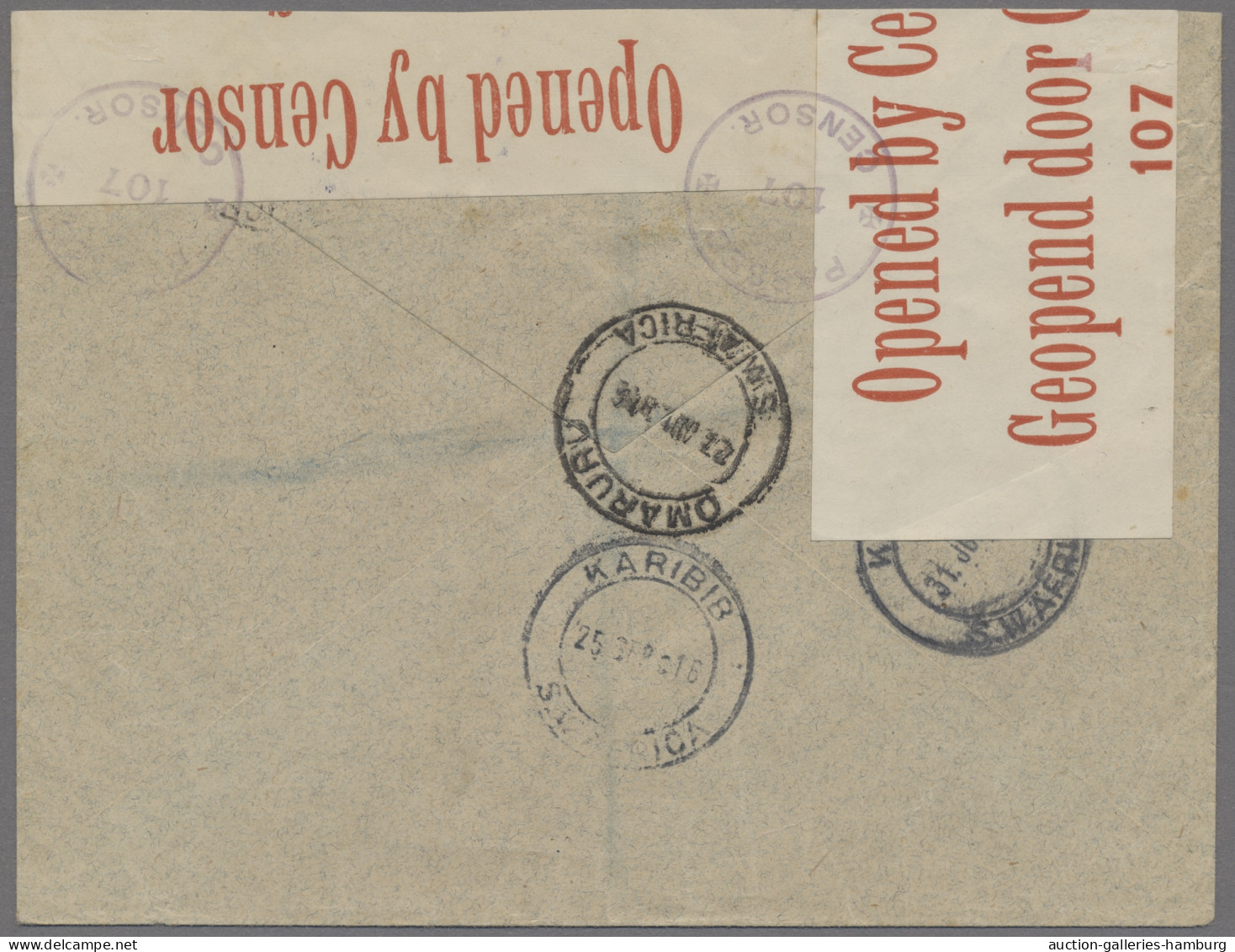 Deutsch-Südwestafrika - Stempel: 1916, KALKFELD, R-Brief An Die Deutsche Afrika- - Sud-Ouest Africain Allemand