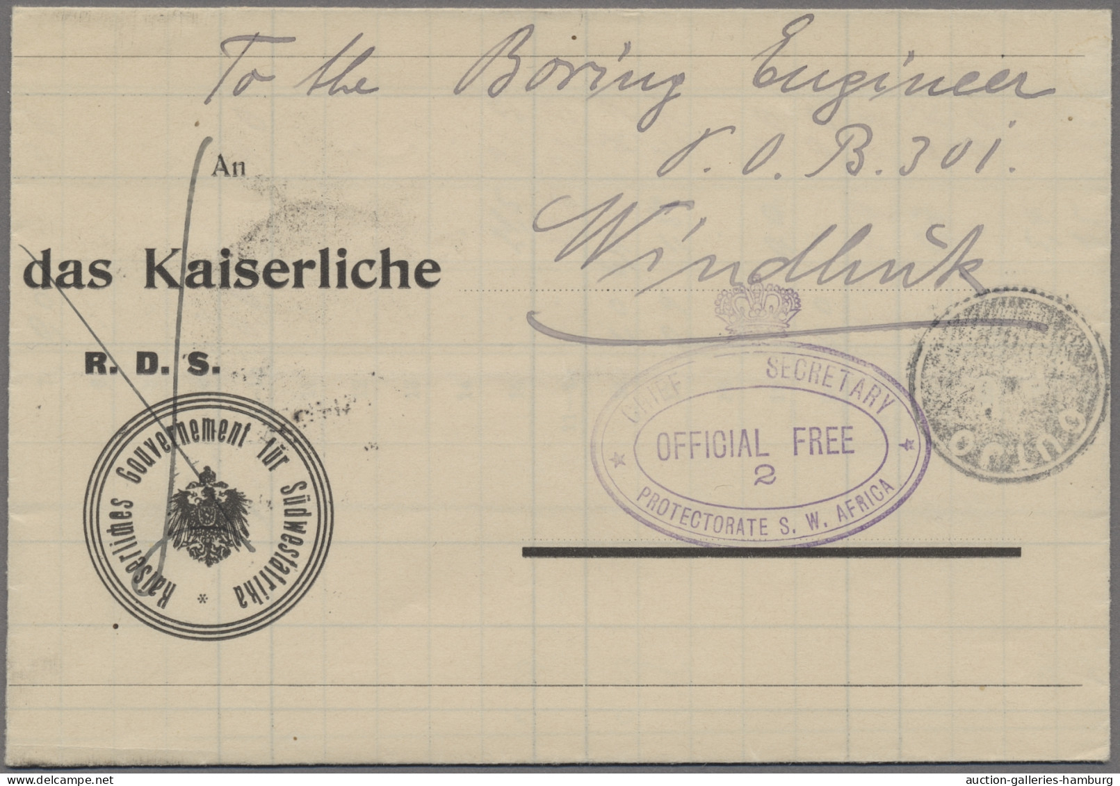 Deutsch-Südwestafrika - Stempel: 1916, OUTJO, Negativstempel "OUTJO / P.O." Auf - Sud-Ouest Africain Allemand