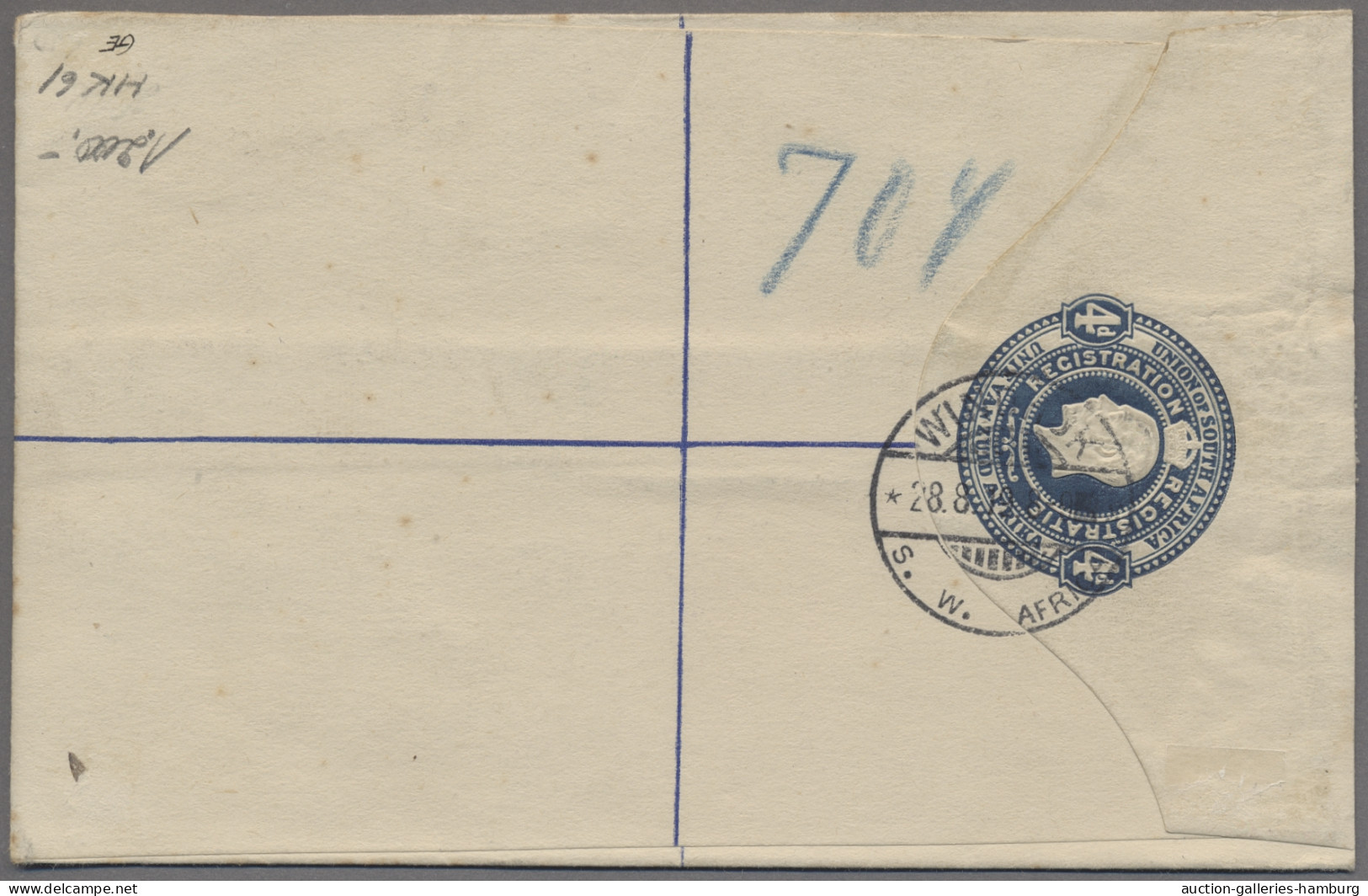 Deutsch-Südwestafrika - Stempel: 1919, WINDHUK, Ganzsachen-Einschreib-Umschlag 4 - Sud-Ouest Africain Allemand