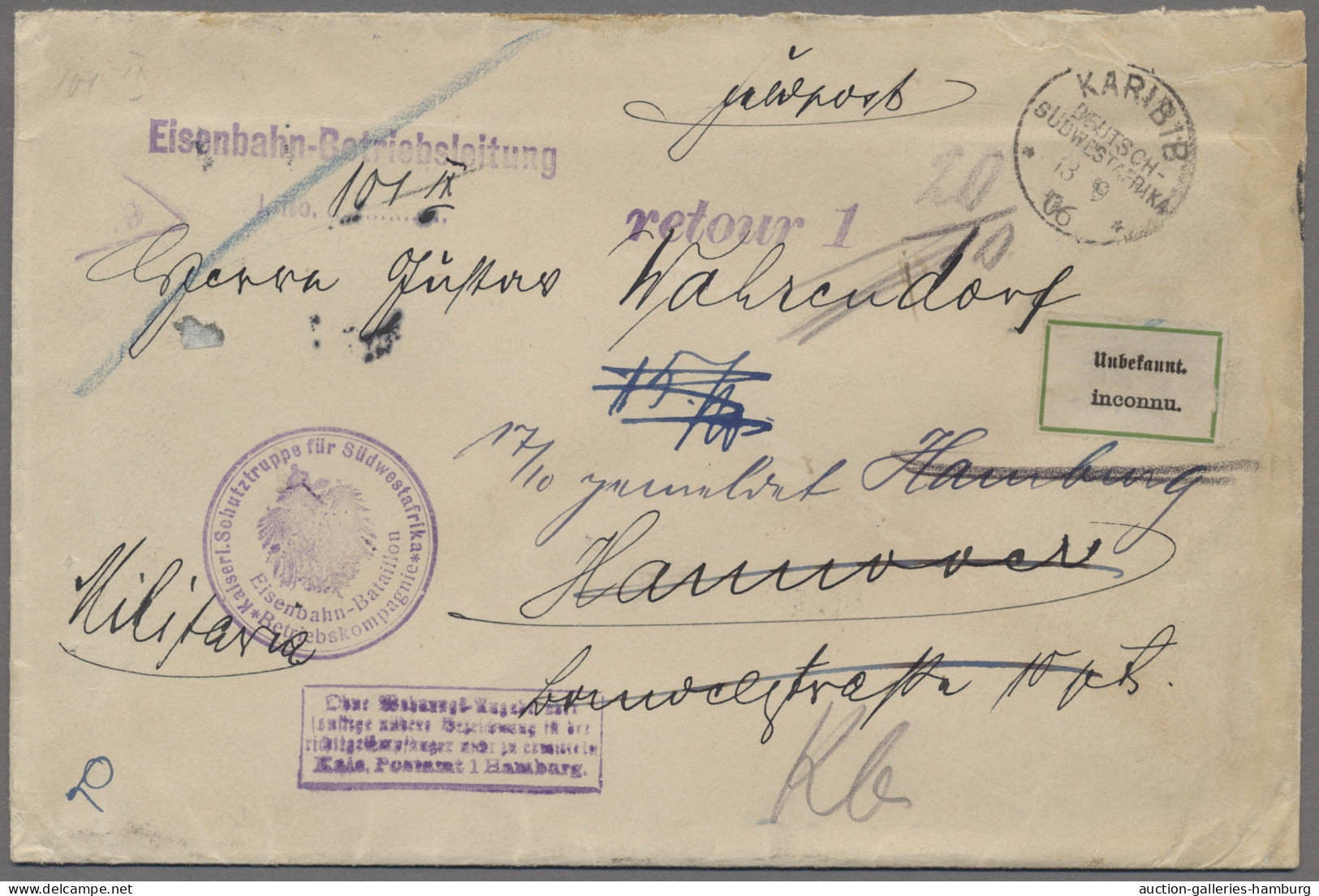 Deutsch-Südwestafrika - Besonderheiten: 1906, FELDPOST, Militaria-Brief Des Eise - Sud-Ouest Africain Allemand