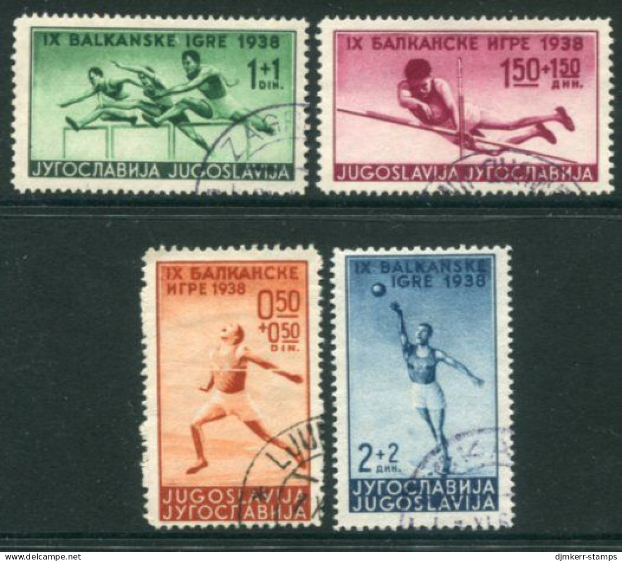 YUGOSLAVIA 1938 Balkan Games Set Used.  Michel 362-65 - Usati