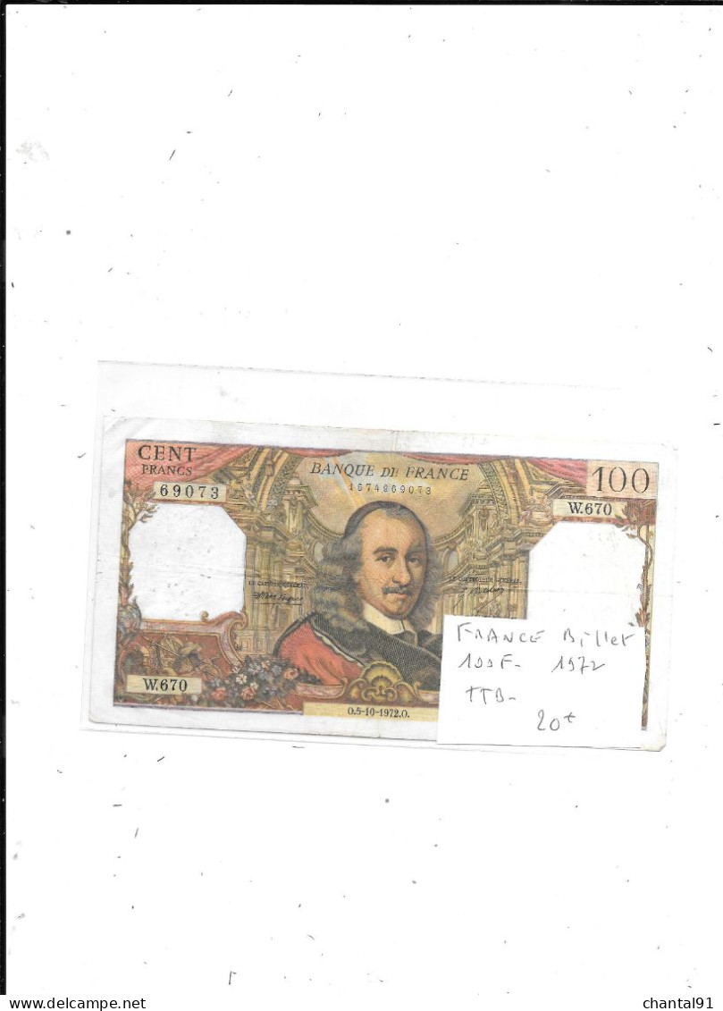 FRANCE BILLET 100 FRANCS 1972 - 100 F 1964-1979 ''Corneille''