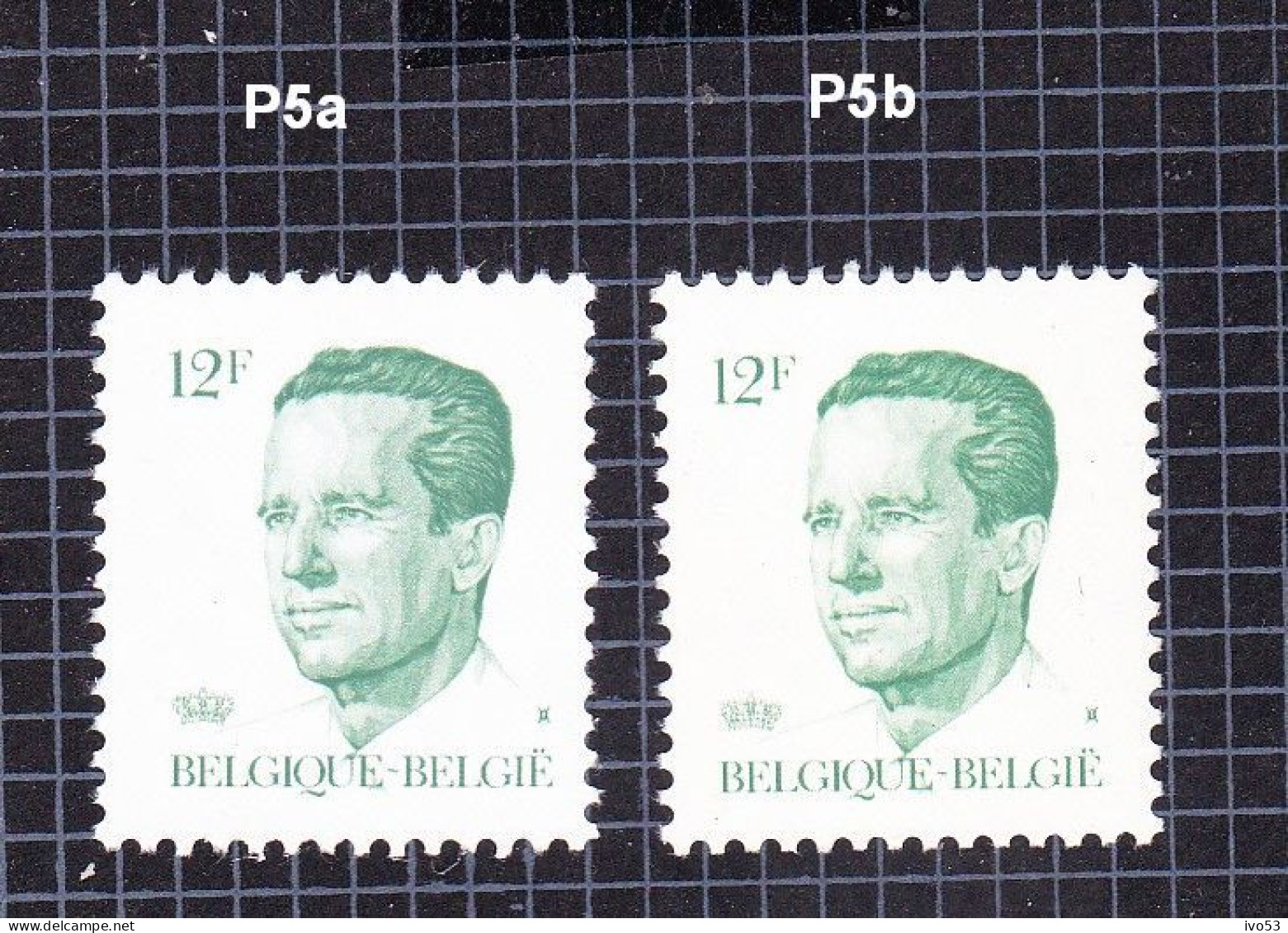 1984 Nr 2113P5a** + P5b** Postfris,witte & Geelachtige Gom. Koning Boudewijn,type Velghe.OBP 9,5 Euro. - 1981-1990 Velghe