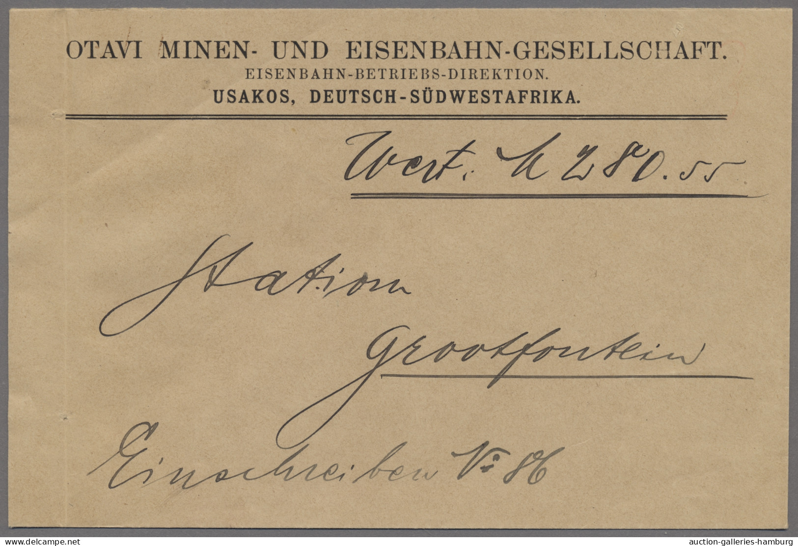 Deutsch-Südwestafrika - Besonderheiten: 1908ff., BAHNPOST / OTAVI-EISENBAHN, Per - Sud-Ouest Africain Allemand