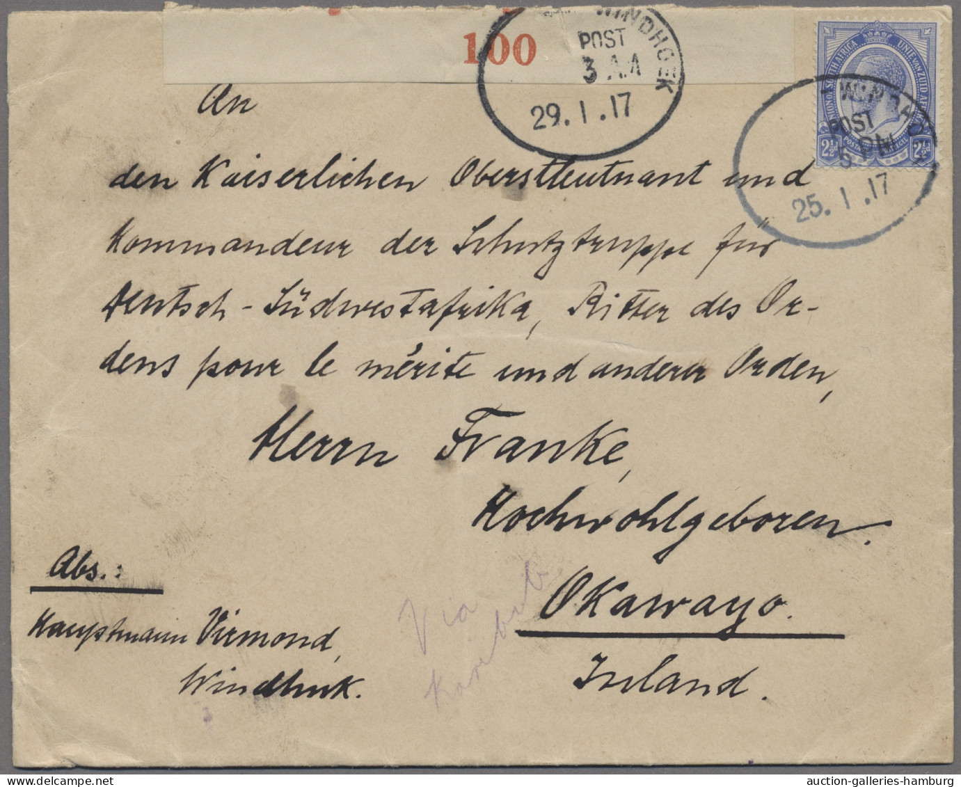 Deutsch-Südwestafrika - Besonderheiten: 1917, Brief An Den Ehemaligen Kommandeur - German South West Africa