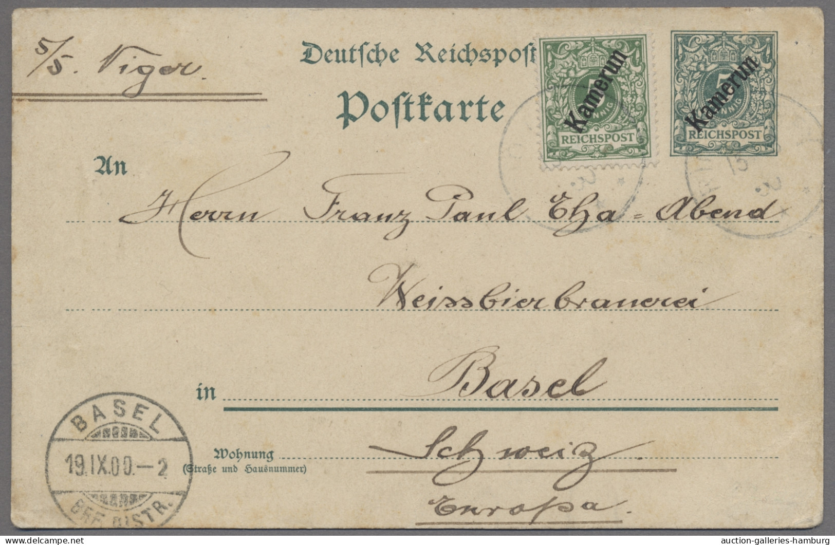 Deutsche Kolonien - Kamerun - Ganzsachen: 1900, Postkarte Mit Wertstempel Krone/ - Cameroun