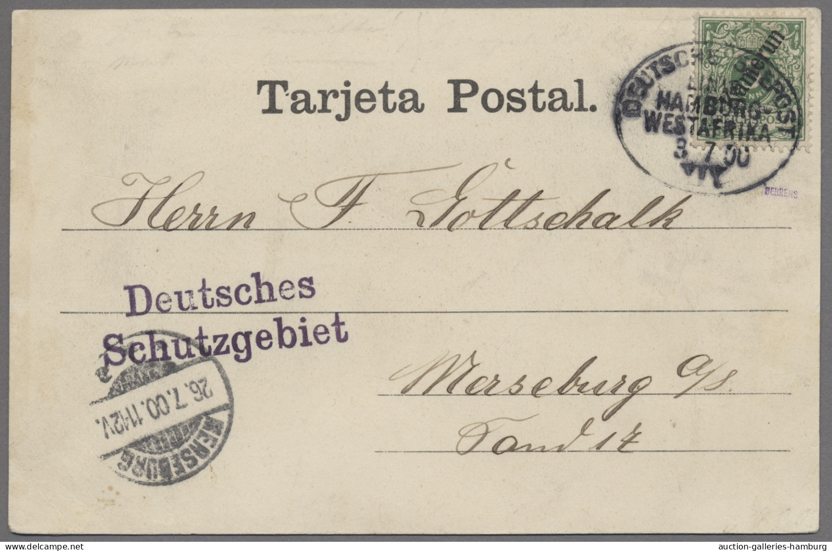 Deutsche Kolonien - Kamerun - Stempel: 1900, Krone/Adler, 5 Pfg. Mit Aufdruck "K - Camerún