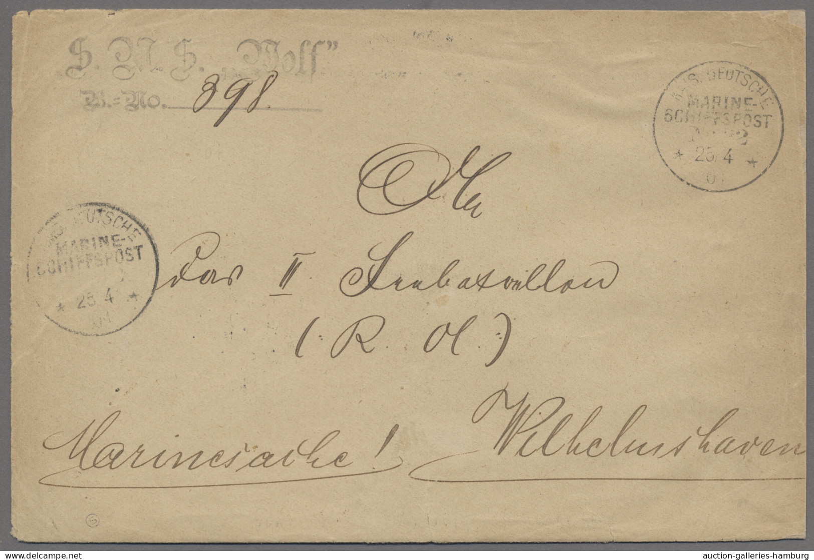 Deutsche Kolonien - Kamerun - Stempel: 1901, MSP No. 22, SMS Wolf, Dienstbrief M - Camerún
