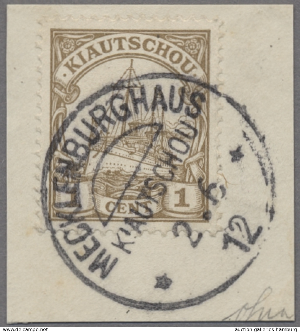 Deutsche Kolonien - Kiautschou - Stempel: MECKLENBURGHAUS; Kaiseryacht 1 Cent En - Kiauchau