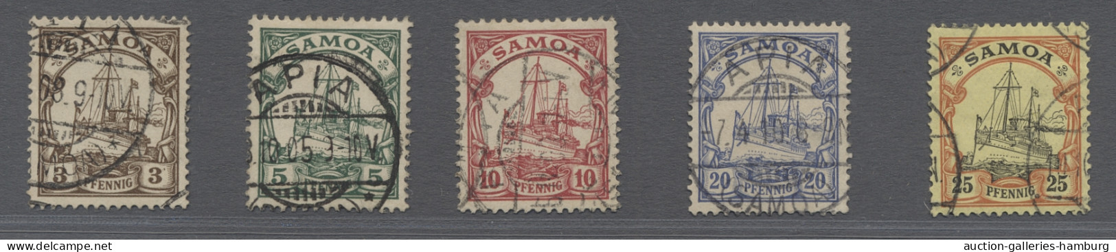 Deutsche Kolonien - Samoa: 1900ff., Kaiseryacht ohne Wz., der komplette Satz sau