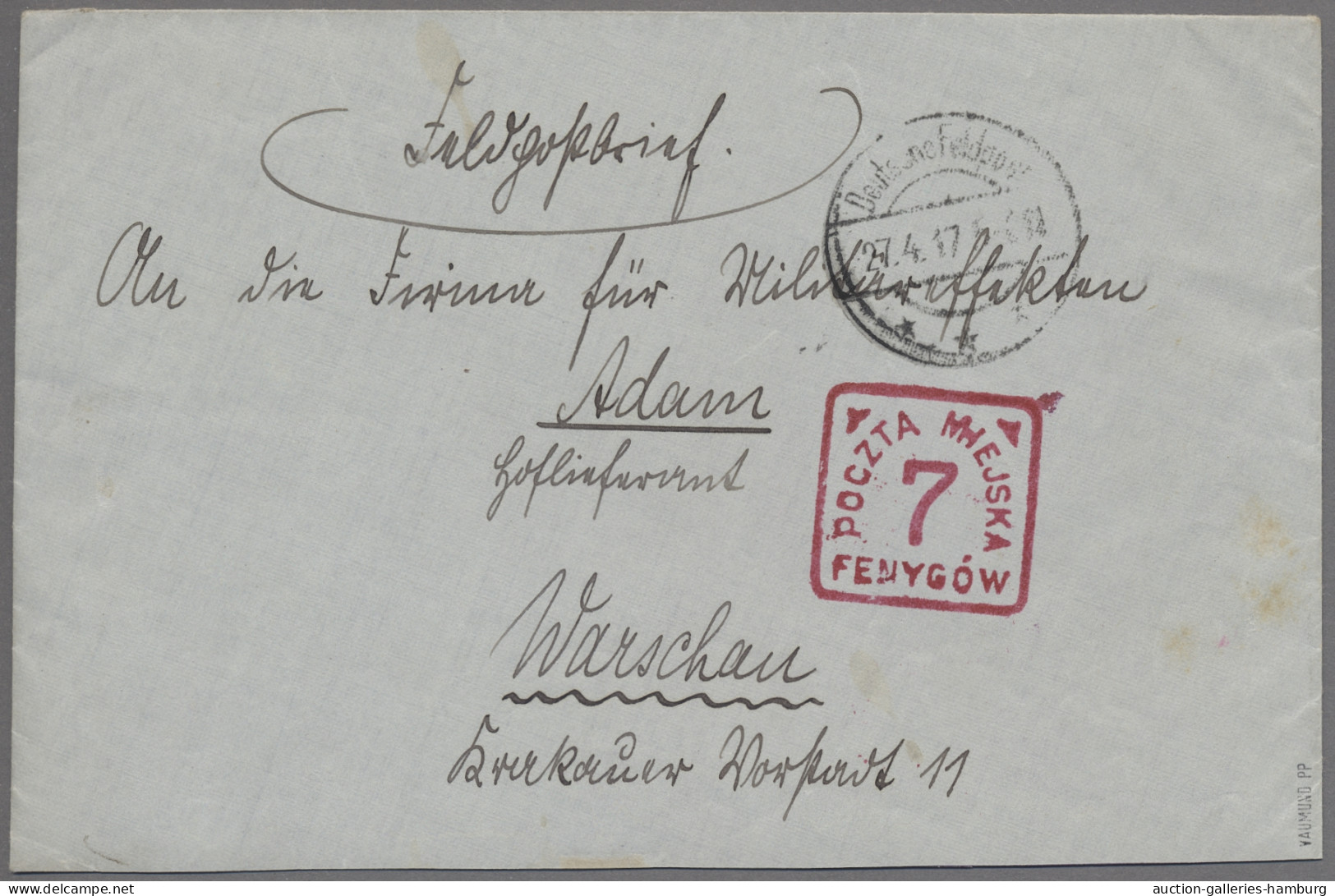 Deutsche Besetzung I. WK: Deutsche Post In Polen - Lokalpost: 1917, WARSCHAU, Fe - Occupation 1914-18