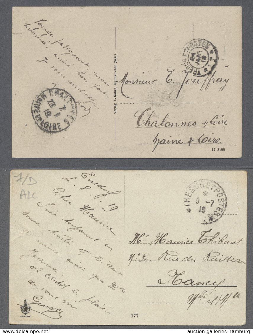 Deutsche Abstimmungsgebiete: Saargebiet - Feldpost: 1919-1923, FRANZÖSISCHE FELD - Lettres & Documents