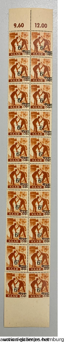 Saarland (1947/56): 1947, Urdruck, 6 F. Auf 24 Pfg., Senkrechter 20er-Streifen ( - Nuevos