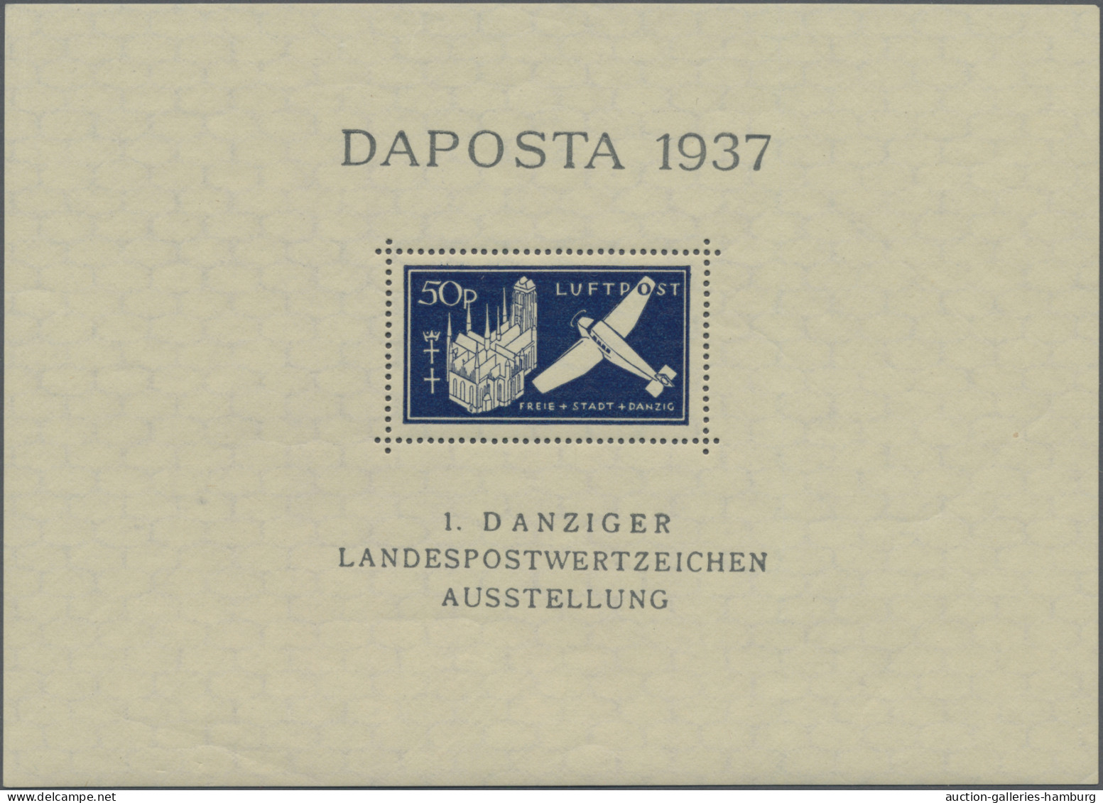 Danzig: 1937, DAPOSTA-Block 50 Pfg. Schwarzblau Mit PLATTENFEHLER "rechte Seiten - Other & Unclassified