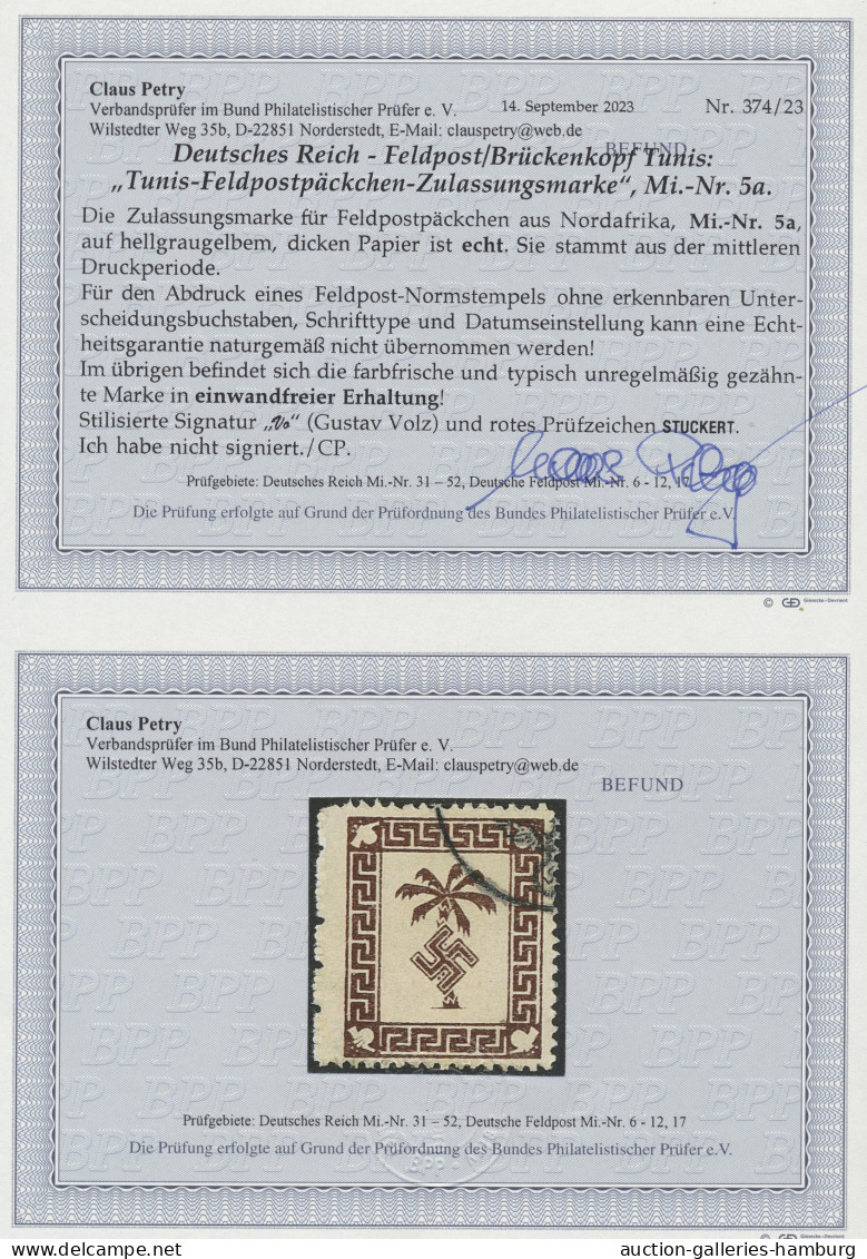 Feldpostmarken: 1943, TUNIS, Zulassungsmarke Für Nordafrika, Dattelpalme Mit Hak - Other & Unclassified