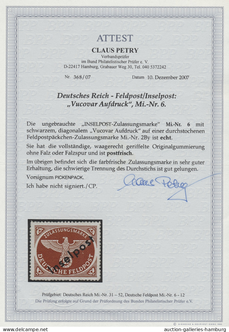 Feldpostmarken: 1944, Inselpostmarke Mit Dem "Vucovar Aufdruck" In Sehr Guter Er - Otros & Sin Clasificación